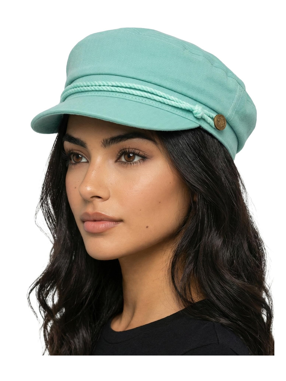 Greek Fisherman Newsboy Cap, Cotton Captains Bakerboy Hat | Mint | Size OS